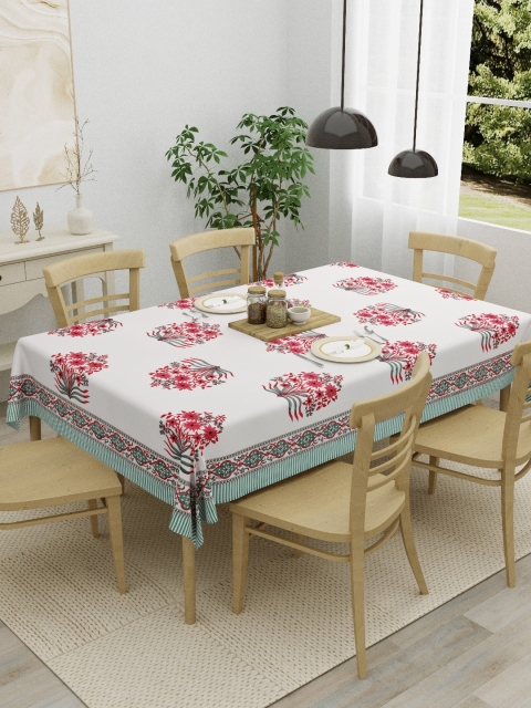 

Salona Bichona Red & Off-White Floral Printed Pure Cotton Table Cover