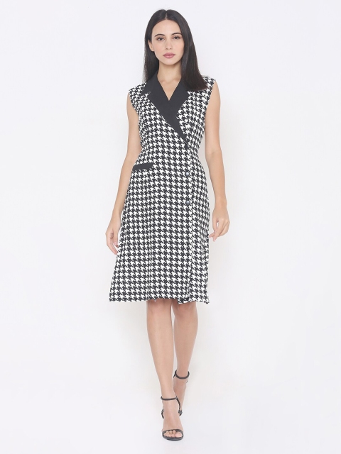 

aturabi Black Checked Coat Formal Dress