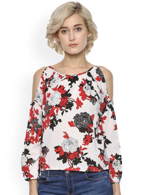 

Harpa Women White & Red Printed Top