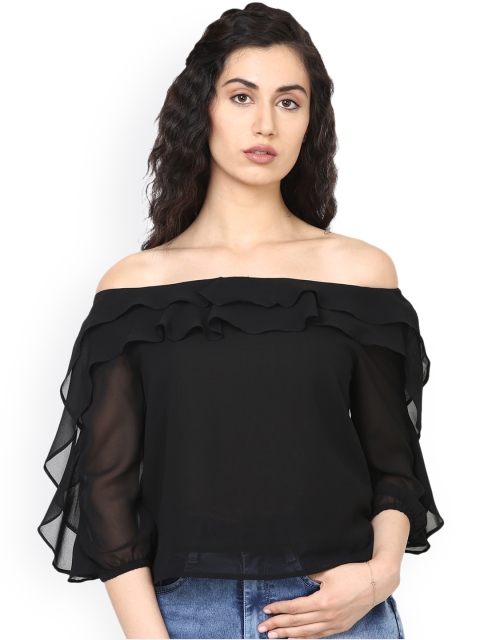 

Harpa Women Black Solid Bardot Top
