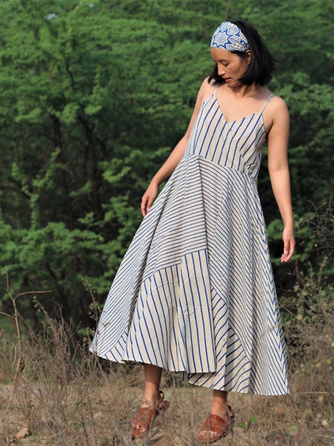 

Chidiyaa Blue Striped Maxi Dress