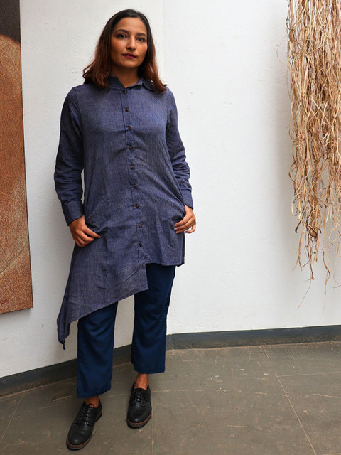 

Chidiyaa Women Blue Asymmetric A-Line Dress