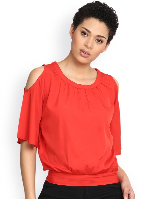 

Harpa Women Red Solid Blouson Top