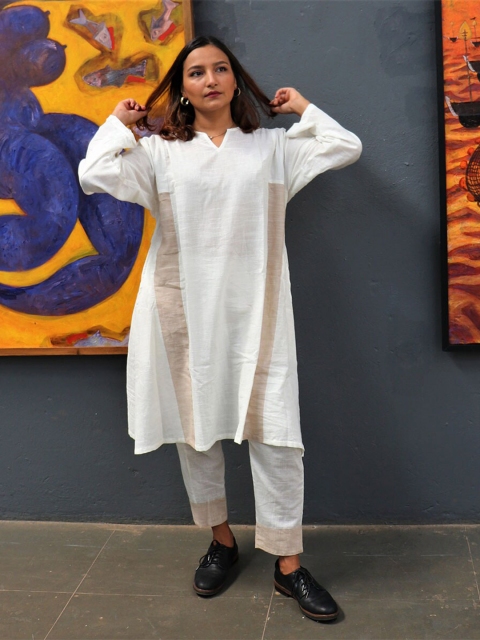 

Chidiyaa White Striped Shirt Dress