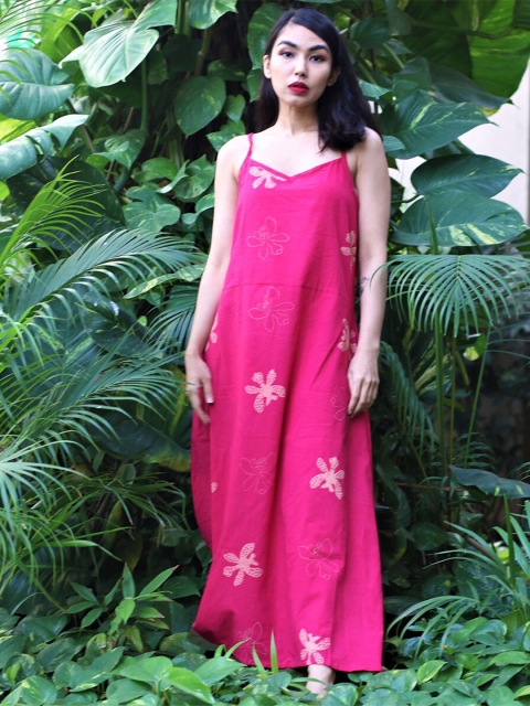 

Chidiyaa Pink Floral A-Line Maxi Dress