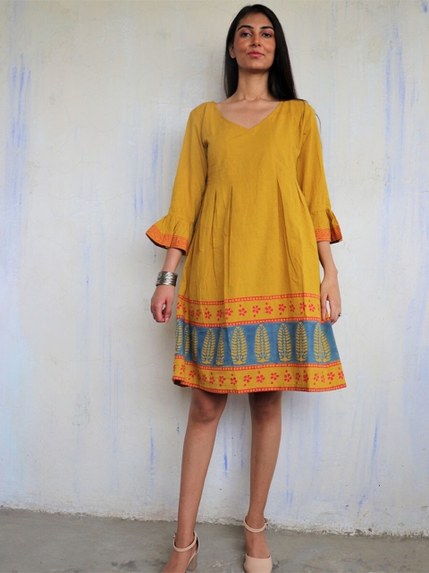 

Chidiyaa Yellow A-Line Dress
