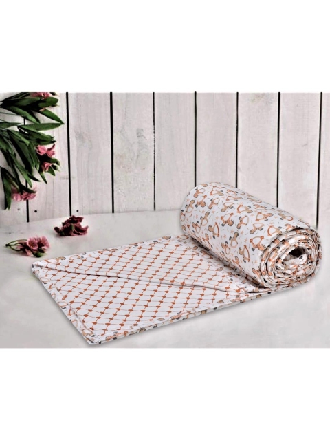 

Trance Home Linen White & Orange Cartoon Characters AC Room 210 GSM Double Bed Dohar