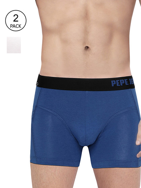 

Pepe Jeans Men Pack Of 2 Blue & White Solid Trunk