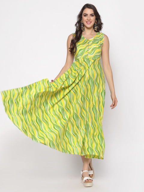 

Sera Women Green & Yellow Maxi Dress