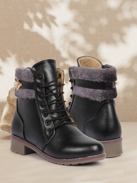 

Alishtezia Women Black Solid Fur Regular Boots