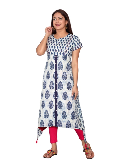 

SUTI Women Blue & White Ethnic Motifs Printed Kurta