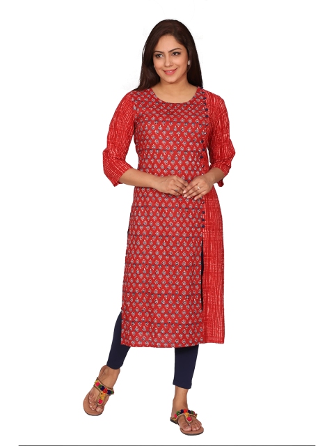 

SUTI Women Maroon & Blue Ethnic Motifs Printed Cotton Kurta