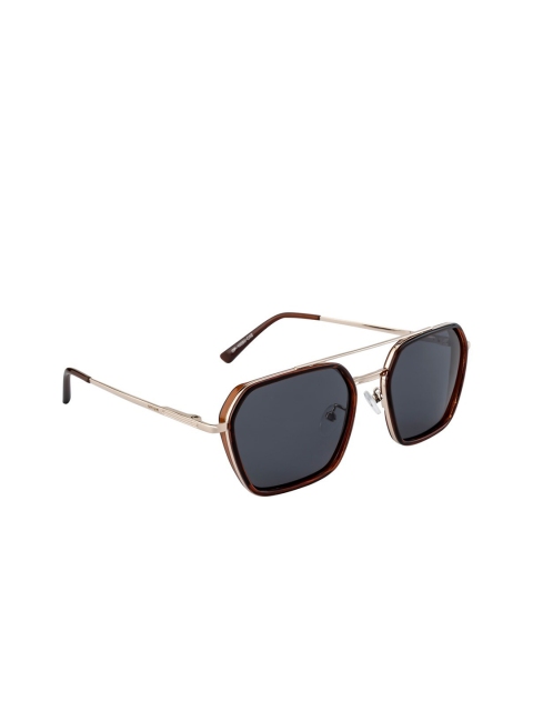 

OPIUM Men Grey Lens & Gold-Toned Square Sunglasses with Polarised and UV Protected Lens