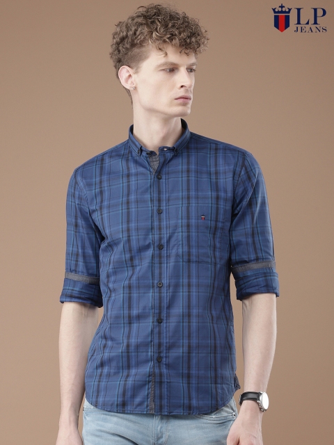 

Louis Philippe Jeans Blue Checked Slim Fit Casual Shirt