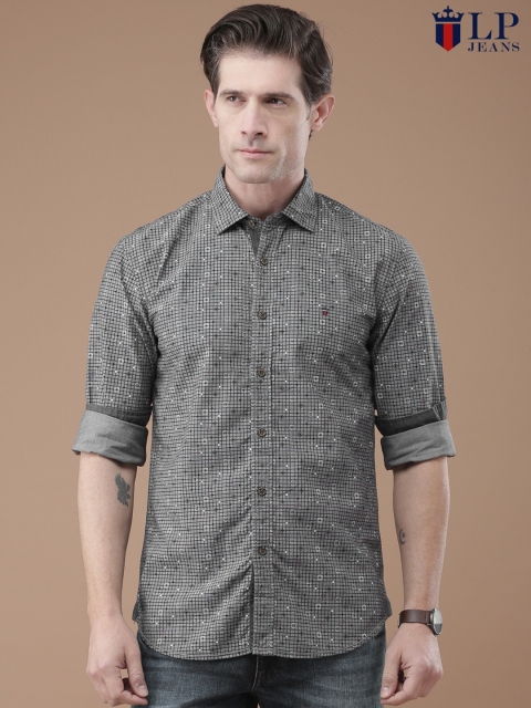

Louis Philippe Jeans Grey & Black Checked Slim Fit Casual Shirt