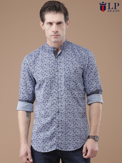 

Louis Philippe Jeans Blue Printed Tailored Fit Casual Shirt