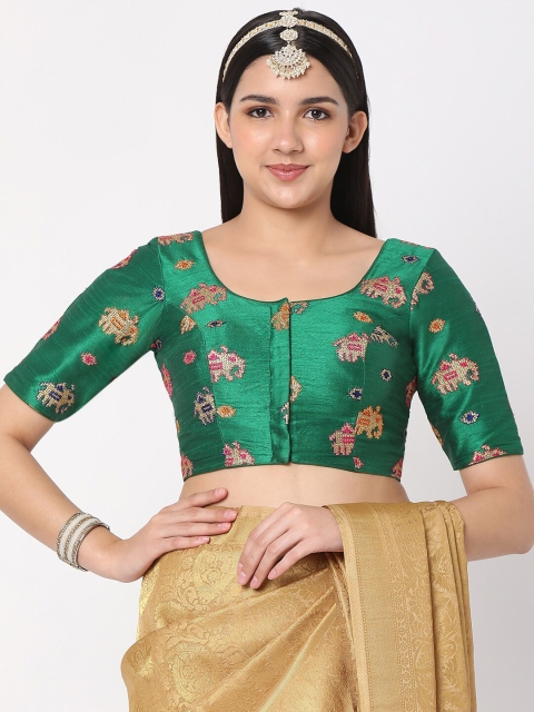 

SALWAR STUDIO Green Printed Saree Blouse