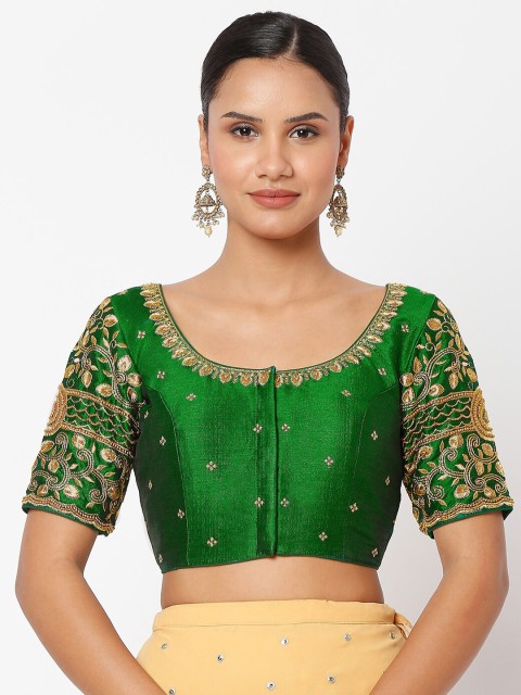 

SALWAR STUDIO Green Embroidered Saree Blouse