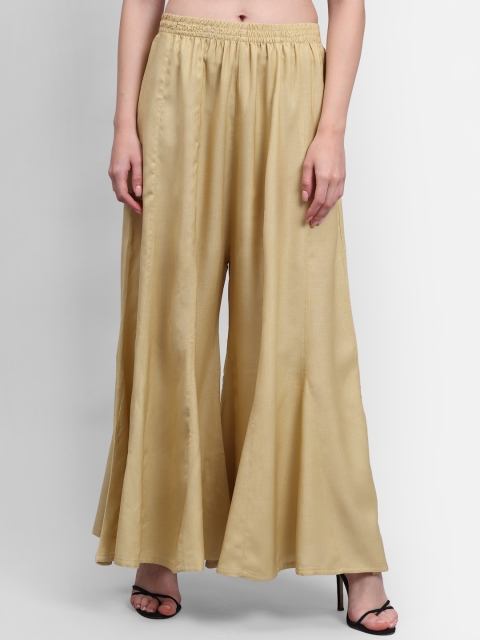 

NEUDIS Women Beige Flared Ethnic Palazzos