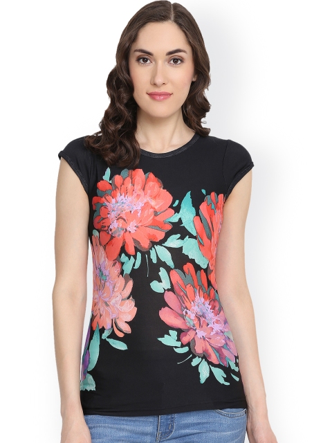 

plusS Women Black Printed Top