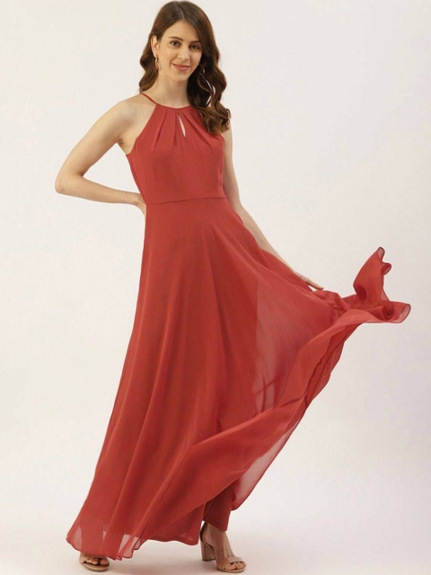 

FAVRIZ Women's Red Georgette Maxi Dress