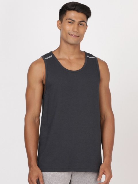 

Jockey Men Grey Solid Cotton Innerwear Vests