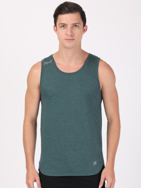 

Jockey Men Green Solid Cotton Innerwear Vests