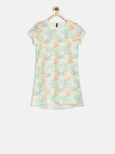 

United Colors of Benetton Girls Multicoloured Printed Round Neck T-shirt, Multi