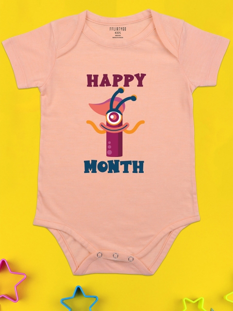 

FFLIRTYGO Kids Peach-Coloured Printed Pure Cotton Bodysuit