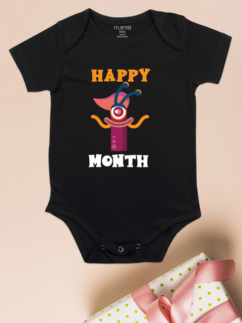 

FFLIRTYGO Kids Black Printed Cotton Bodysuit