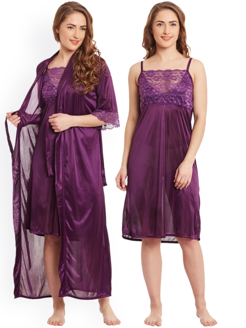 

Claura Purple Nightdress with Robe ST-18