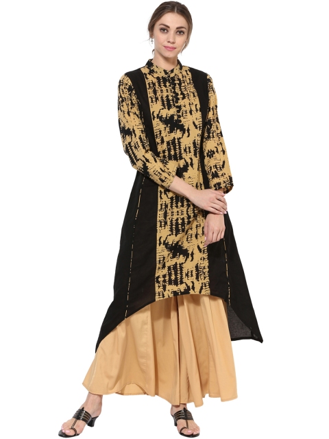 

Get Glamr Women Beige & Black Printed A-Line Kurta