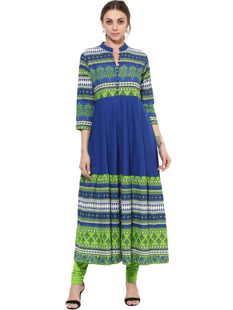 

Get Glamr Women Green & Blue Printed Anarkali Kurta
