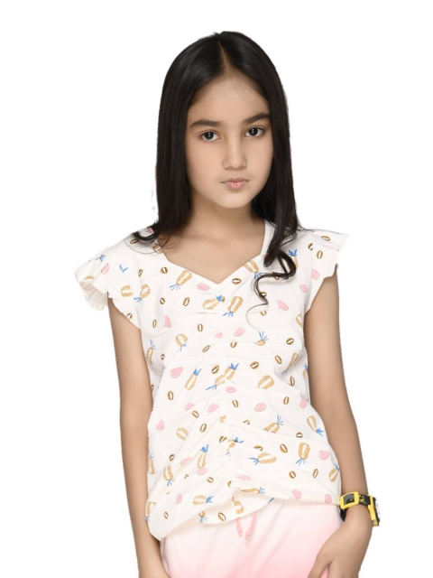 

SPUNKIES White & Multicoloured Print Organic Cotton Top