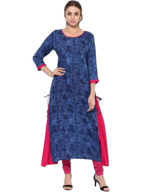 

Get Glamr Women Blue Printed A-Line Kurta