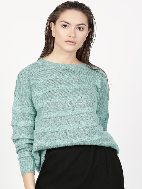 

ether Women Green Self-Striped Pullover