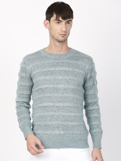

ether Men Blue Self Design Pullover