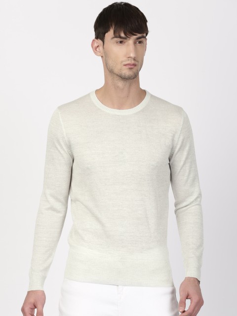 

ether Men Off-White Solid Pullover with Lurex Yarn