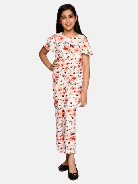 

SPUNKIES Girls Pink & Red Organic Cotton Printed Basic Jumpsuit