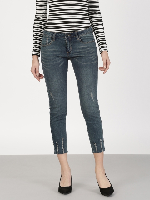

ether Women Blue Skinny Fit Mid-Rise Low Distress Stretchable Jeans