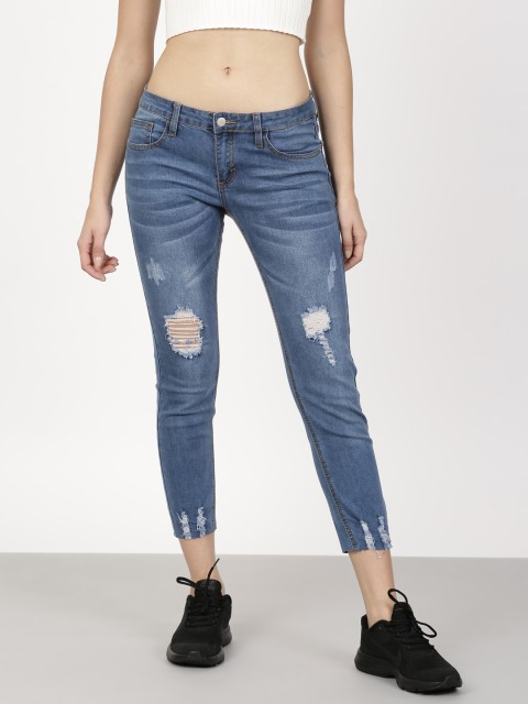 

ether Women Blue Skinny Fit Mid-Rise Mildly Distressed Stretchable Jeans