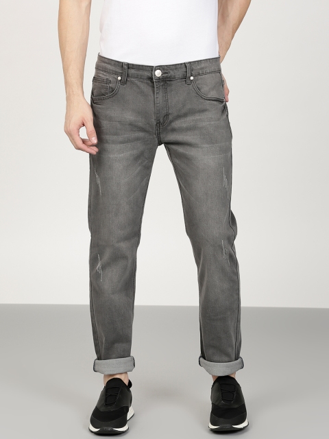 

ether Men Grey Skinny Fit Mid-Rise Low Distress Stretchable Jeans