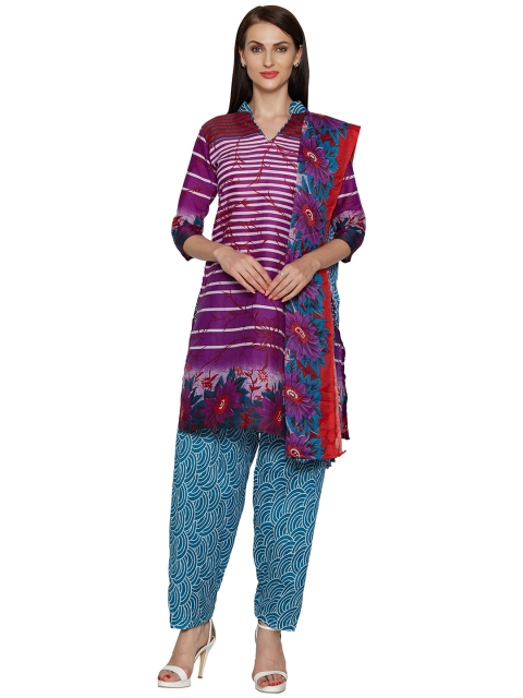 

Florence Purple & Blue Poly Crepe Printed Unstitched Dress Material