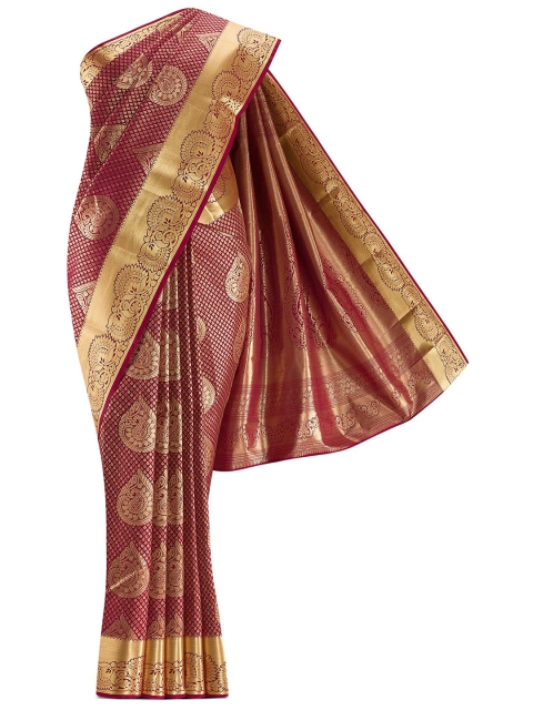 

Nalli Next Maroon & Gold-Toned Ethnic Motifs Art Silk Saree