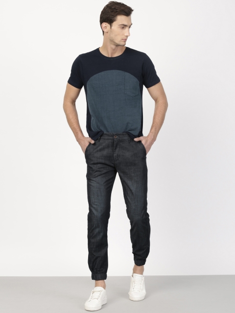 

ether Men Blue Regular Fit Solid Cropped Joggers