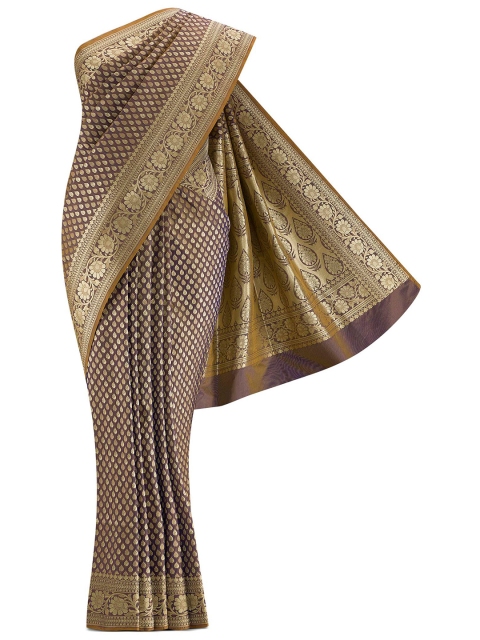 

Nalli Next Violet & Gold-Toned Ethnic Motifs Art Silk Banarasi Saree