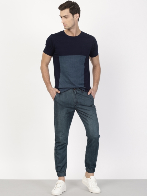 

ether Men Blue Regular Fit Solid Cropped Joggers