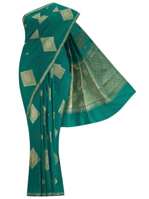 

Nalli Next Green & Gold-Toned Ethnic Motifs Art Silk Banarasi Saree