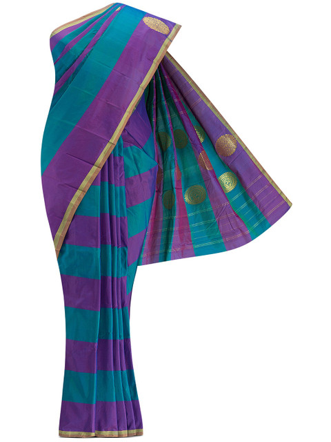 

Nalli Next Teal & Purple Striped Zari Art Silk Saree