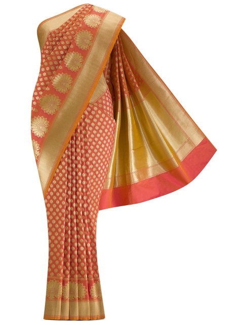 

Nalli Next Orange Floral Zari Art Silk Banarasi Saree